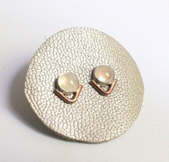 Rainbow moonstone stud earrings, $52