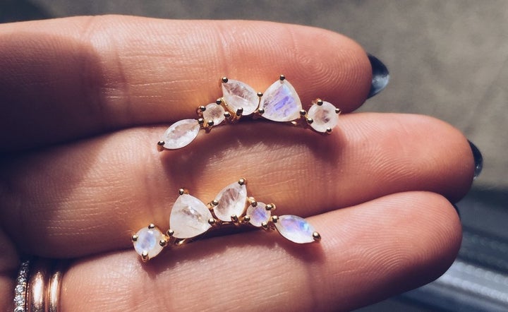 Moonstone wing ear climbers