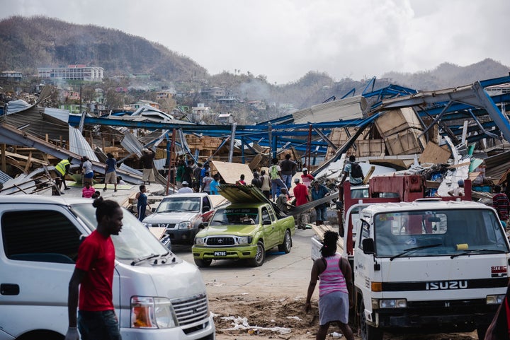 The Dominican town of Canefield is seen in this picture taken Friday, four days after Hurricane Maria.