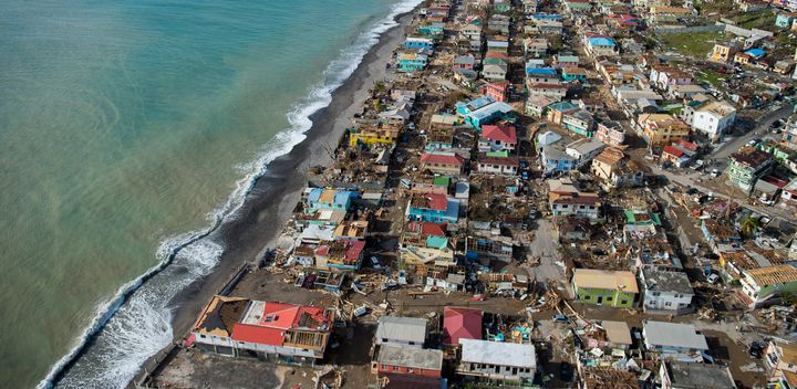 An aerial view of Roseau, the capital of Dominica, shows the destruction on Thursday, three days after passage of Hurricane Maria.