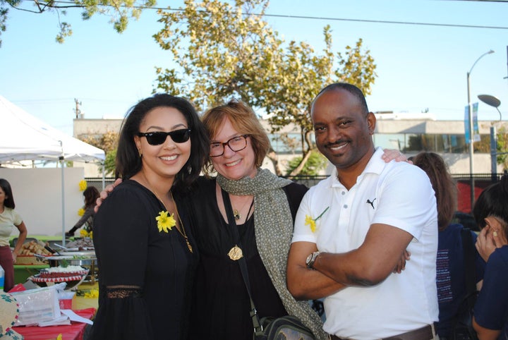 <p>Former TSEHAI Intern, Welela Makonnen; Director of the LMU Marymount Institute, Theresia de Vroom; and founder of TSEHAI Publishers </p>