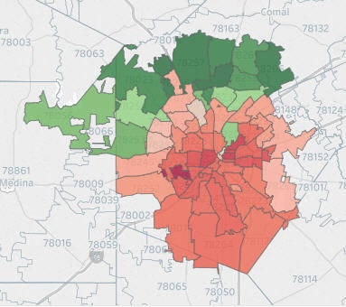 Per capita income by ZIP Code. Source: U.S. Census Bureau 2010, American Community Survey 2015 Estimates.