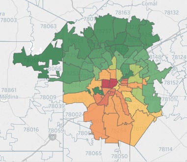 Educational levels high and low by ZIP Code. Source: U.S. Census Bureau 2010, American Community Survey 2015 Estimates. 