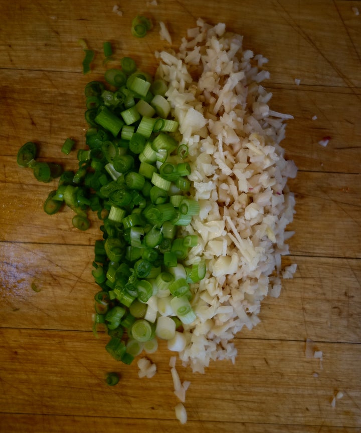 The aromatics: scallions, ginger, garlic