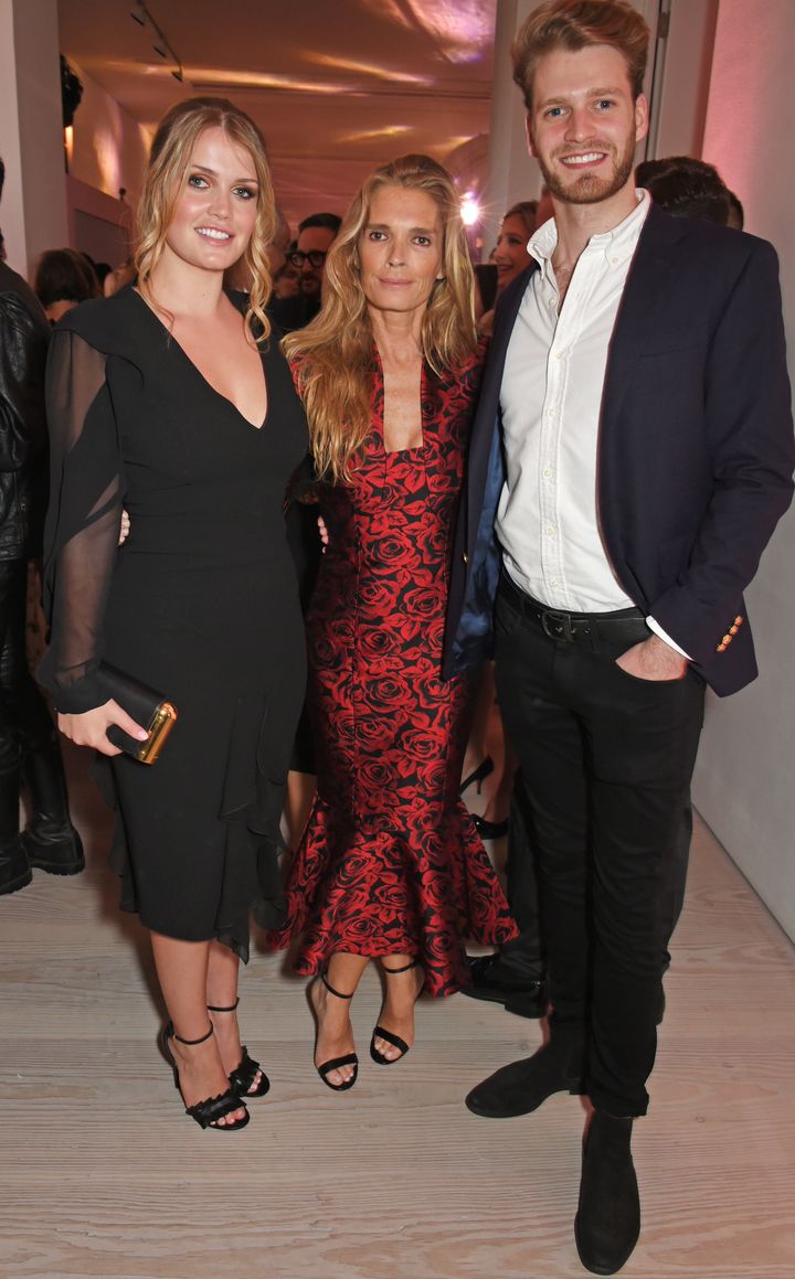 Lady Kitty Spencer, mother Victoria Aitken and brother Louis Spencer, Viscount Althorp, attend Tatler's English Roses 2017 in association with Michael Kors at the Saatchi Gallery on 29 June.