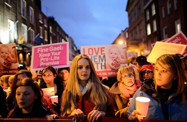 Pro-life protesters in Dublin, where 
