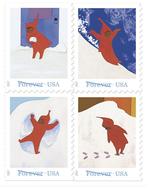 The collection of stamps. 