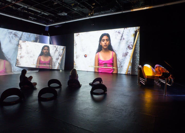 Meriem Bennani, installation view of "Siham & Hafida," 2017. 