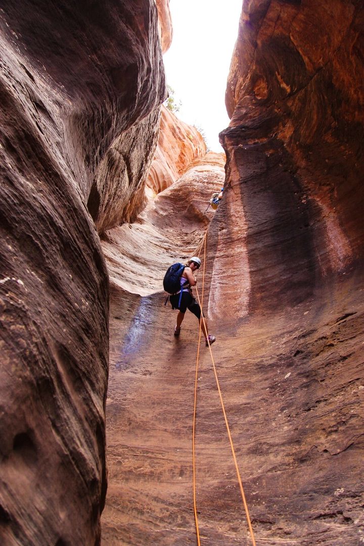 If repelling down into the canyon isn’t adventurous enough for you, there are some portions without ropes or harness. 