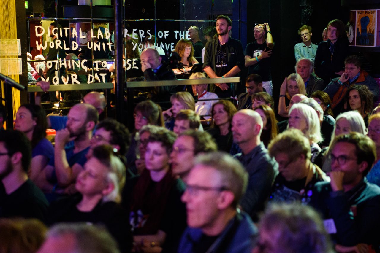 <strong>The audience during a Governing From The Radical Left event at the Momentum festival</strong>
