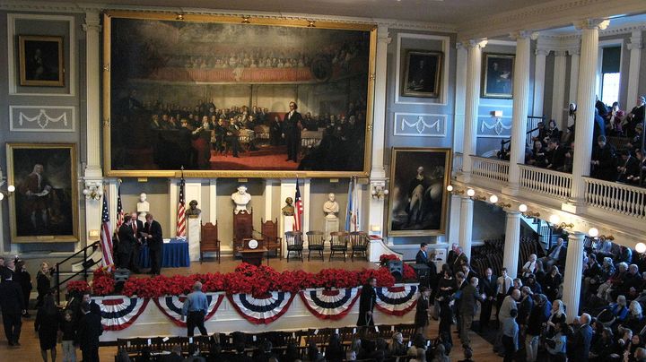Historic Faneuil Hall where Ruskin will perform Thomas Paine on October 7th.