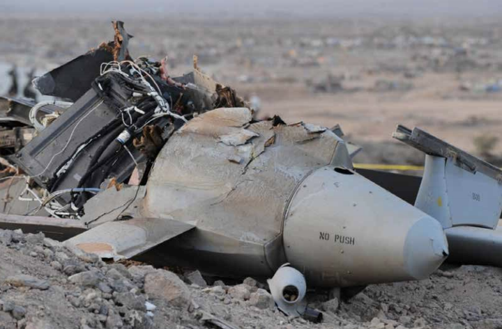 A crashed US drone in Djibouti. 