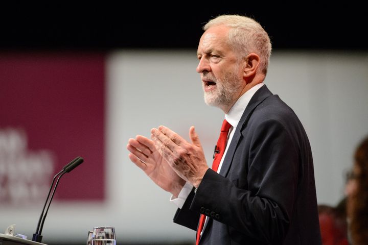 Jeremy Corbyn gives his Leader's Speech during the Labour Party conference in Brighton