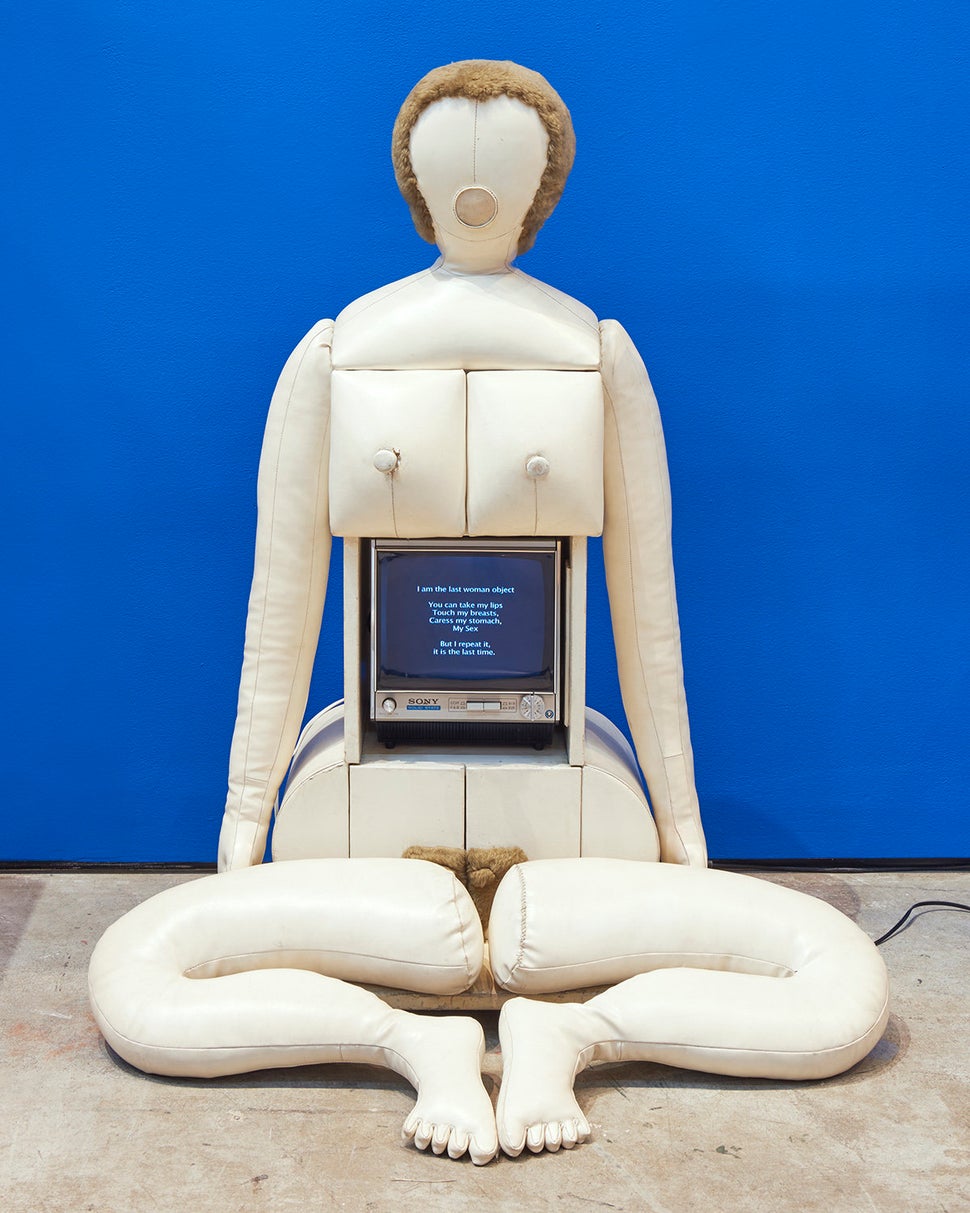 Nicola L., "Little TV Woman: ‘I Am the Last Woman Object’", 1969, vinyl, wood, television.