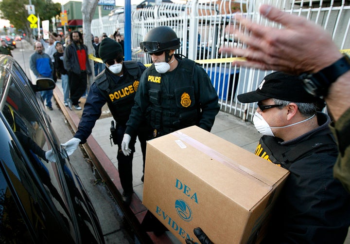 DEA agents have raided medical marijuana distribution centers, including the Farmarcy in West Hollywood. 