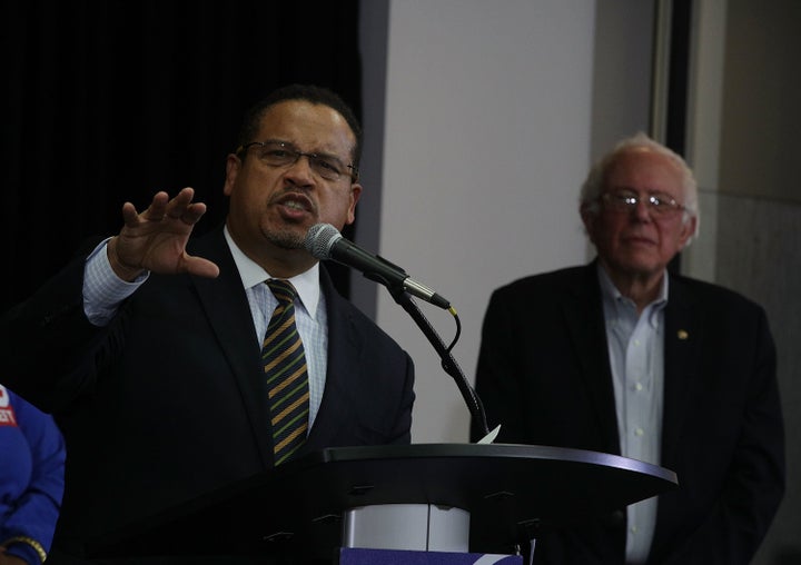 Rep. Keith Ellison (D-Minn.), left, is a longtime ally of Sen. Bernie Sanders (I-Vt.).