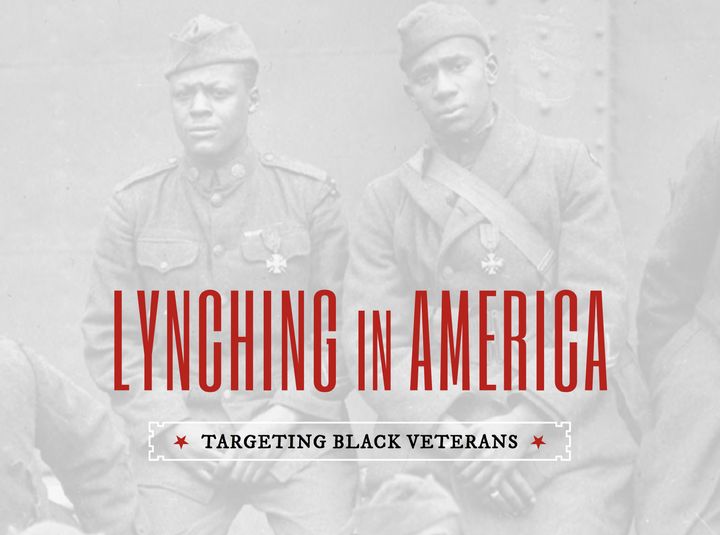A screenshot of the title page for "Lynching in America: Targeting Black Veterans"