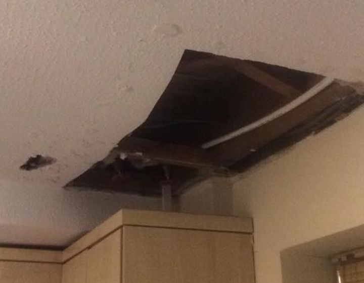 There was a huge hole in the kitchen ceiling.
