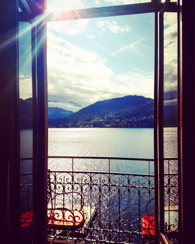 Lake-view rooms have quaint terraces, outfitted for two in The Grand Hotel Tremezzo’s trademark orange.