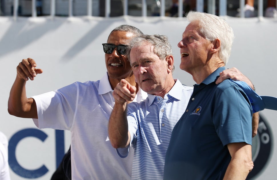 The three one-time occupants of the White House appeared to enjoy one another's company.