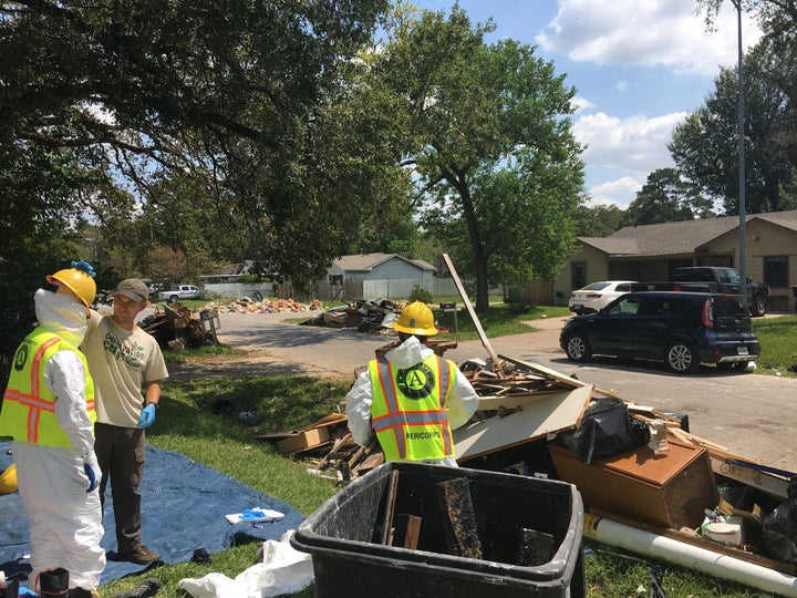 AmeriCorps members with Conservation Corps Minnesota Iowa helping gut Houston homes damaged by Hurricane Harvey. 