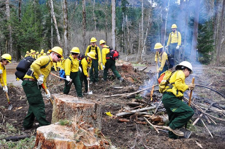 <p>Wilderness firefighting training with Washington Conservation Corps. </p>