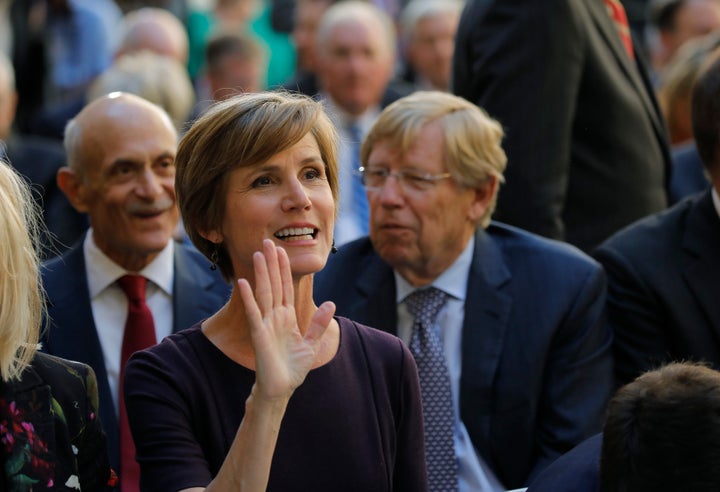 Former Deputy U.S. Attorney General Sally Yates arrives for the ceremony at FBI headquarters on Sept. 28, 2017.