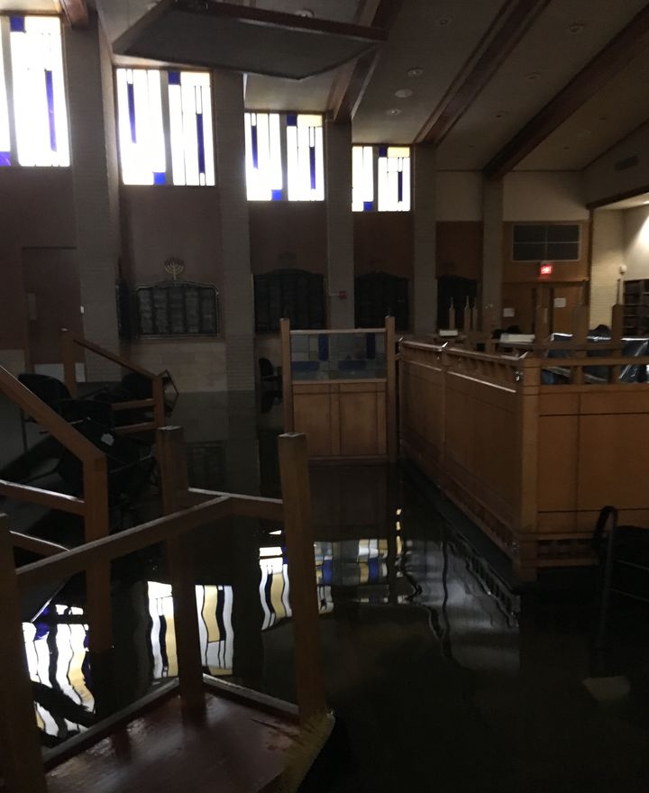 The main sanctuary in southwest Houston was flooded after the storm.