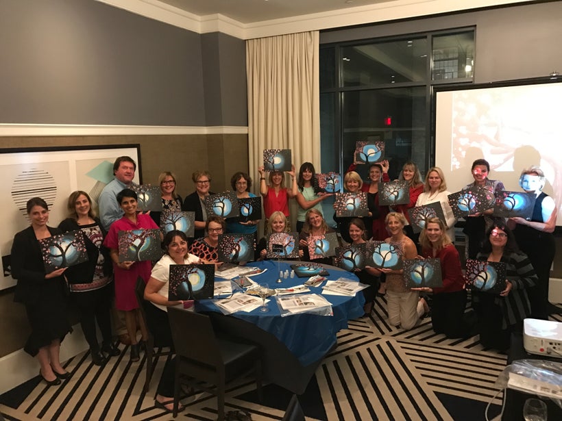The First Spouses also had an evening of guided mindful relaxation where they created paintings as an exercise of art express