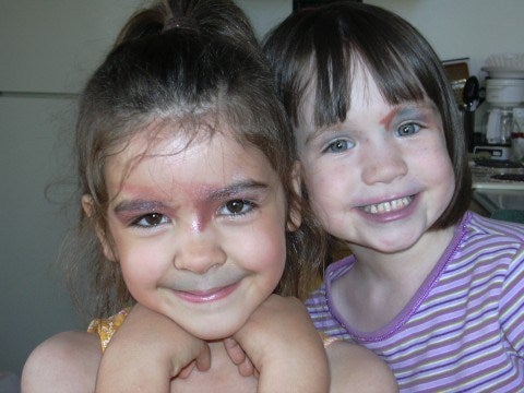 Our daughters after “getting ready” with their Grandma.
