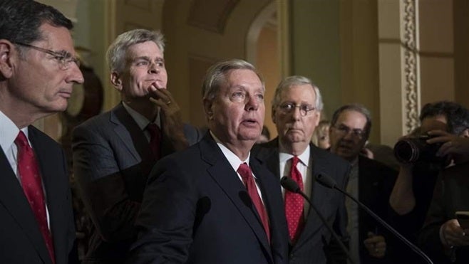 <p>U.S. Sen. Lindsey Graham, a South Carolina Republican, was joined by other GOP senators as he talked to reporters this week. The bill authored by Graham and Louisiana Republican Bill Cassidy would have shifted health policy decisions to the states while sending them much less federal money.</p>