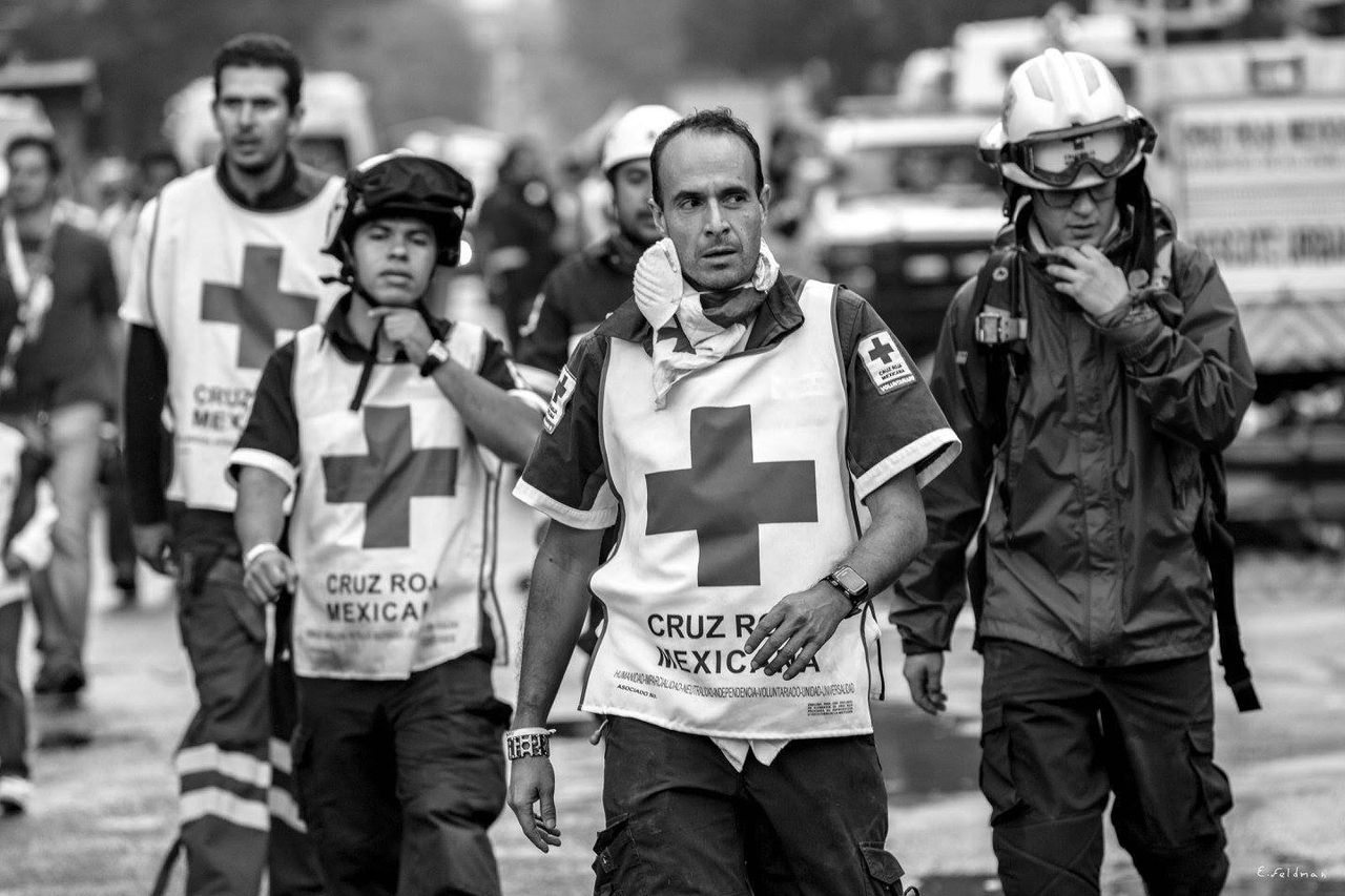 Rescue workers with the Mexican Red Cross. The local branch of the Red Cross is just one of the organizations operating in the country. UNICEF Mexico and UNICEF U.S.A. and Brigada de Rescate Topos, are also looking for monetary donations.