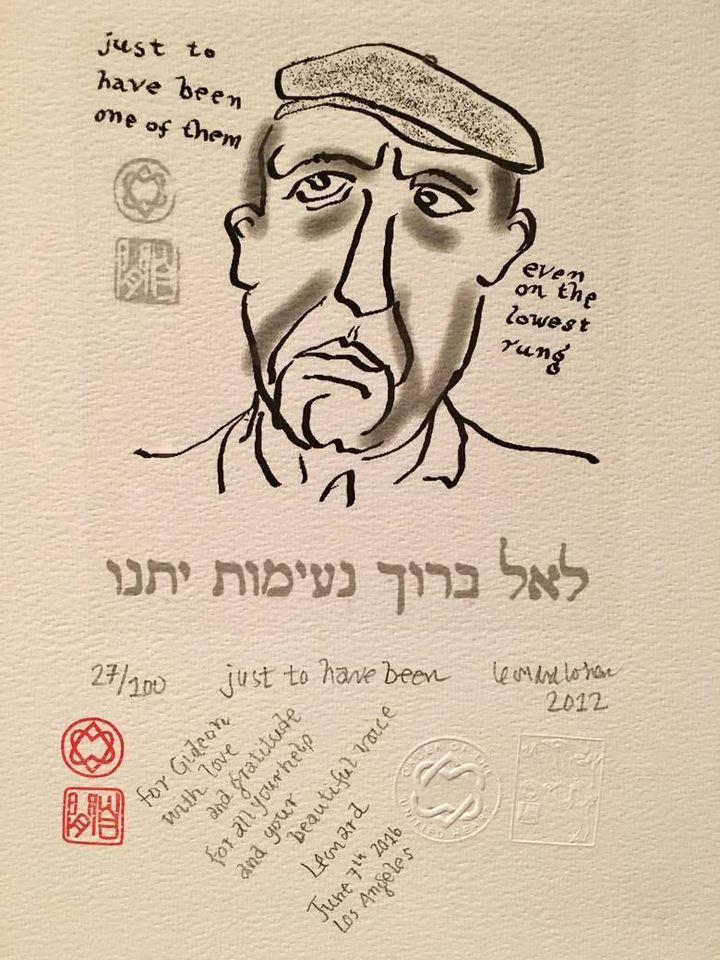 Self-portrait of Leonard Cohen, given as a gift to Cantor Gideon Zelermyer, of Synagogue Shaar Hashomayimbeta.theglobeandmail.com