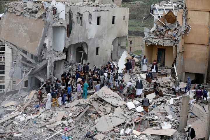 The remains of a house targeted by a Saudi-UAE coalition airstrike.