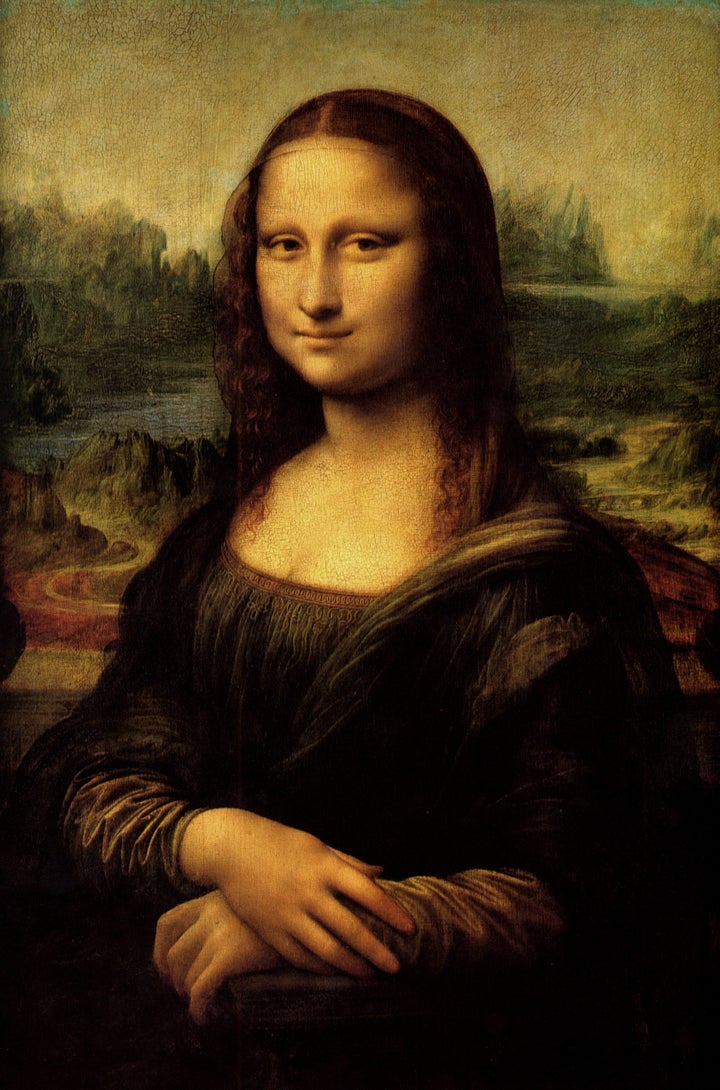 Leonardo da Vinci's "Mona Lisa," painted portrait of Lisa Gherardini, wife of Francesco del Giocondo. Oil on canvas. Circa 1503-1519.