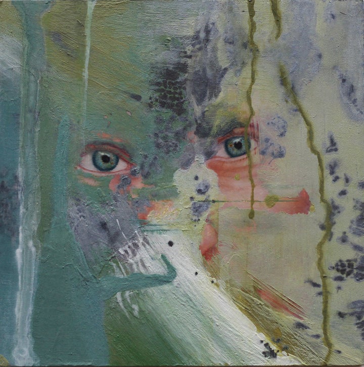 <p>Bobbie Moline-Kramer, <em>Let's See That Again</em> (2017), oil, graphite, acrylic, colored gesso, 6 x 6 inches</p>