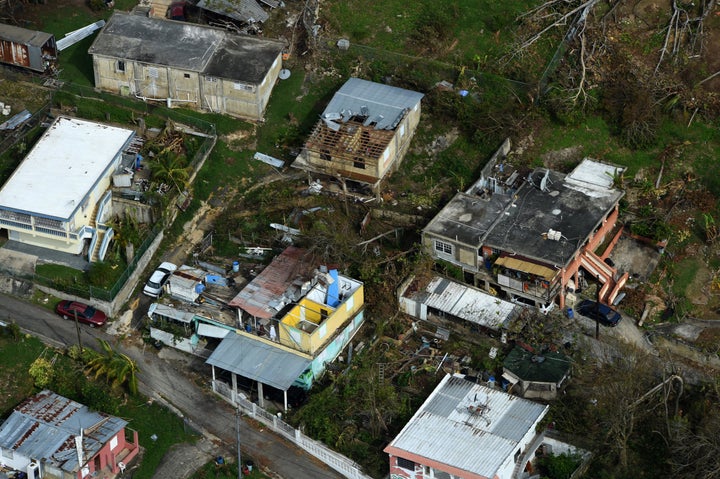 <p>Civil Air Patrol in cooperation with the Air National Guard does an aerial survey over northern Puerto Rico Sept. 26, 2017 after hurricane Maria impacted the island on Sept. 20, 2017.</p>