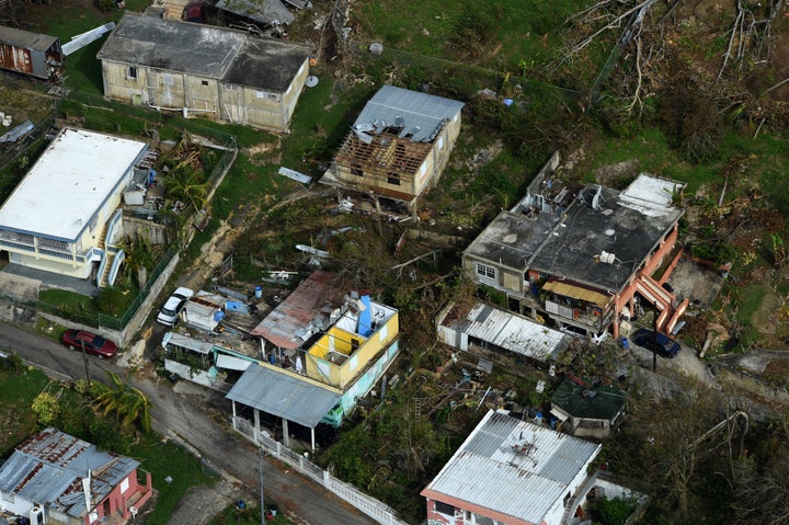 Civil Air Patrol in cooperation with the Air National Guard does an aerial survey over northern Puerto Rico Sept. 26, 2017 after hurricane Maria impacted the island on Sept. 20, 2017.