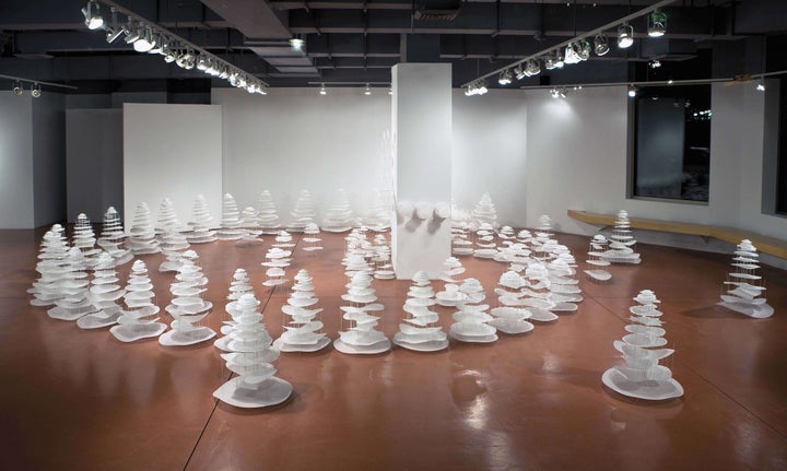 <p><em>Divining Nature: An Elemental Garden</em>, © 2009. Mylar, fiberglass rods, soundscape; 300′′ × 300′′ × 38.′′ Sound Design by Susan Alexjander.</p>
