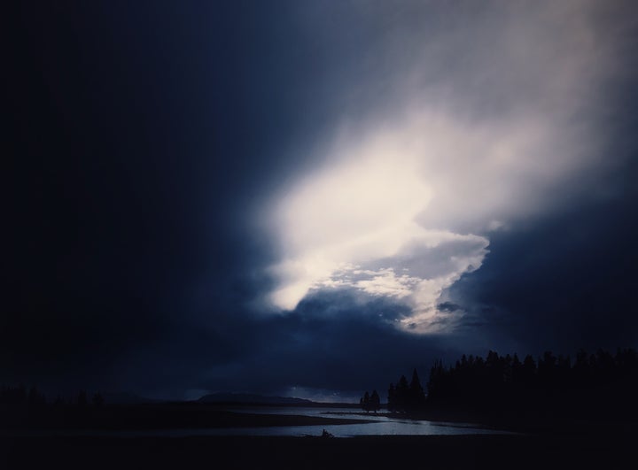 Dark skies fill the valley before a torrential rain storm