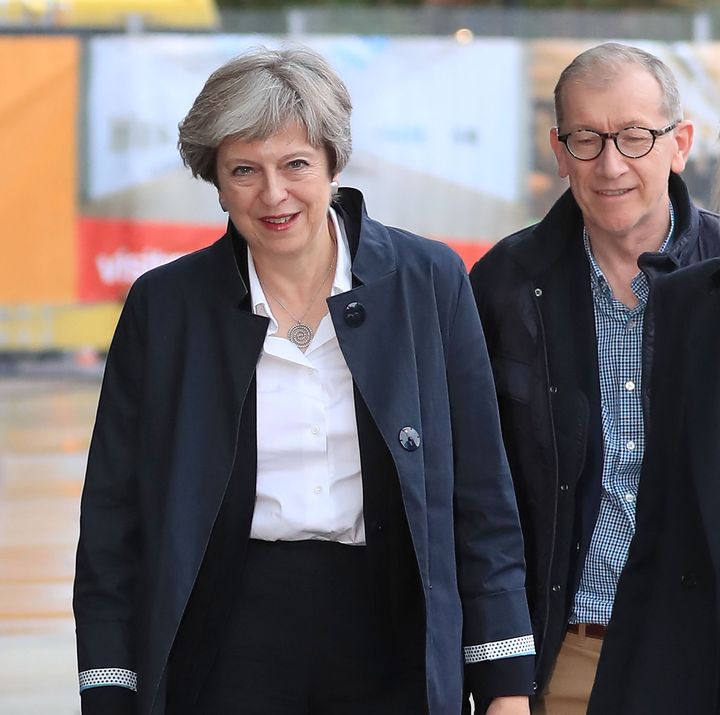 Prime Minister Theresa May and her husband Philip arrive at the Conservative Party Conference at the Manchester Central Convention Complex 