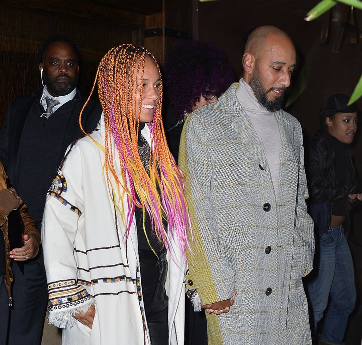 Alicia Keys and Swizz Beatz at the "SNL" Season 43 after-party at Tao in New York City. 