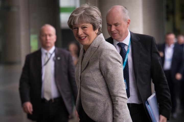 Prime Minister Theresa May arrives at the BBC studios at Media City in Salford to appear on the Andrew Marr show ahead of the Conservative Party conference.