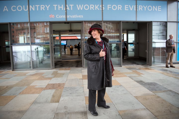 Former Conservative minister, Edwina Currie, attends the first day of the annual Conservative Party conference