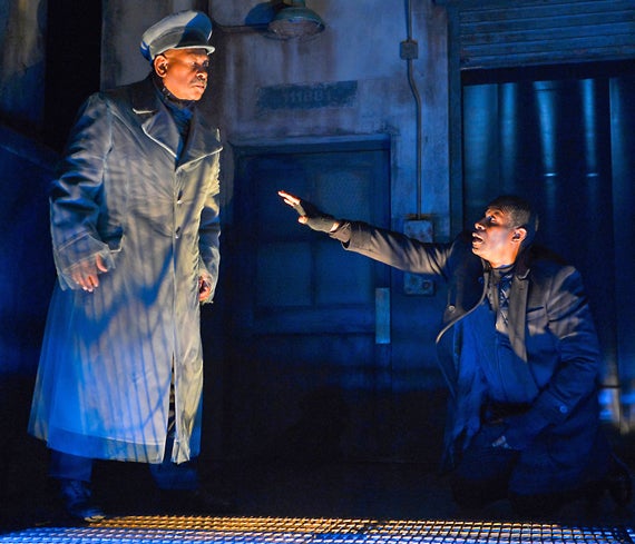 Steven Anthony Jones as the Ghost of the slain king; Thompson as his frightened son