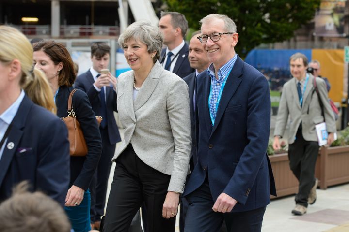 Prime minister Theresa May and husband Philip arriving at the Conservative Party Conference, at the Manchester Central Convention Complex