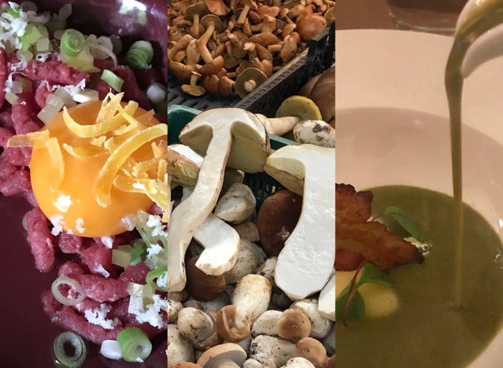 <p>Tartare at Jadka, Wrocław; Seasonal mushrooms; Sorrel soup at A Nóż Widelec, Poznań </p>