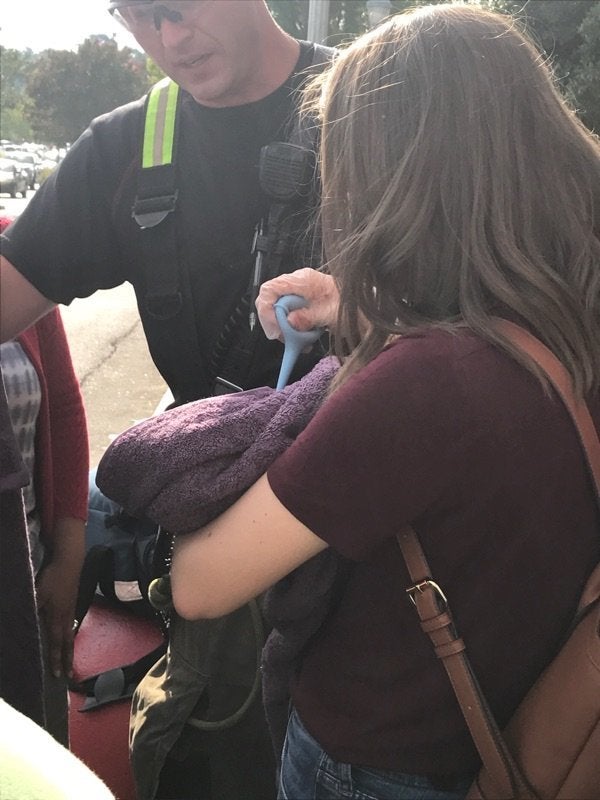 The healthy baby boy was born around 5 p.m.