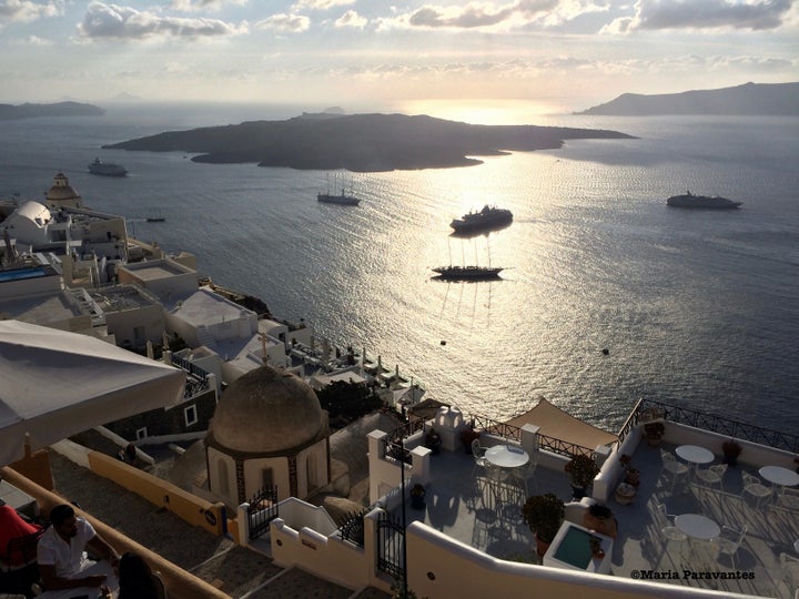 The world famous island of Santorini, Greece.