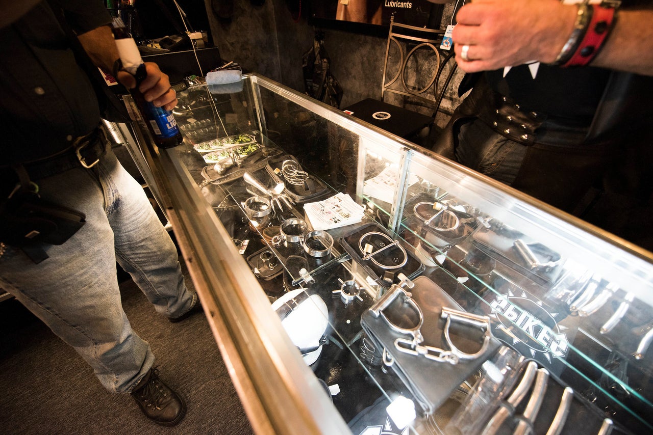 Some of the items that are sold at Spike's Leather Club.